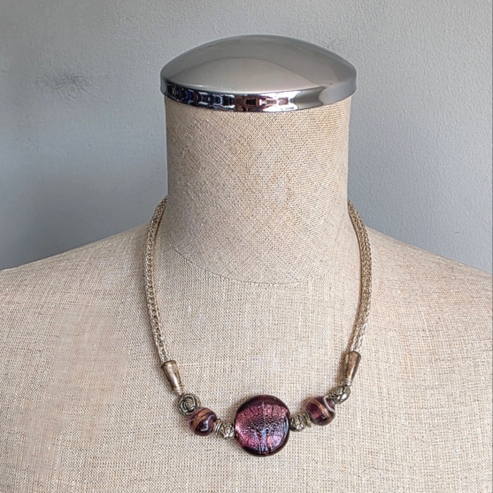 Purple Beaded Necklace Elegant